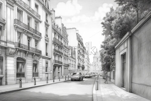 Generative AI an urban landscape made on one of the beautiful streets of Paris - Starpik Stock