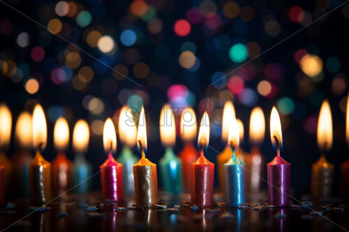 Generative AI colorful birthday candles - Starpik Stock