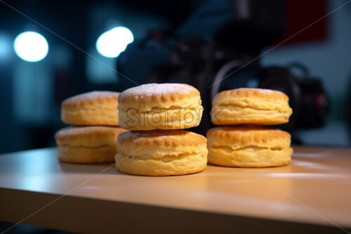 Generative AI homemade biscuits on a plate - Starpik Stock