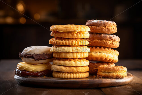 Generative AI homemade biscuits on a plate - Starpik Stock