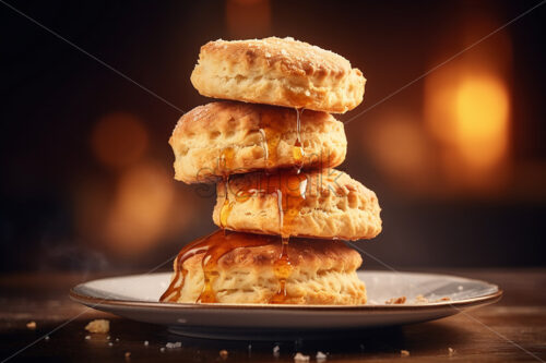 Generative AI homemade biscuits on a plate - Starpik Stock