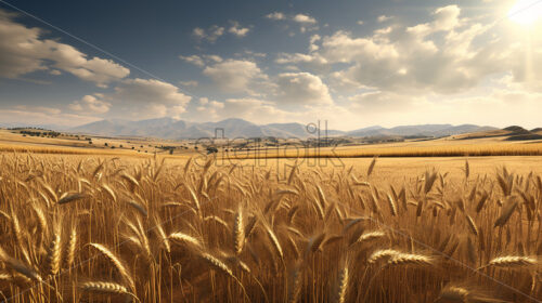 Generative AI on a large field there is a field of wheat - Starpik Stock