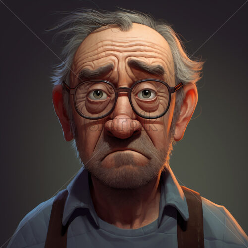 Generative AI portrait of a 60-year-old adult who is sad - Starpik Stock