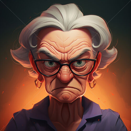 Generative AI portrait of a 60-year-old adult woman who is angry - Starpik Stock