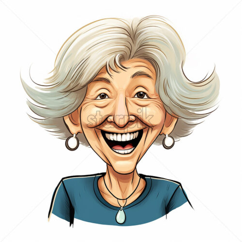 Generative AI portrait of a 60yearold woman smiling on a white background - Starpik Stock