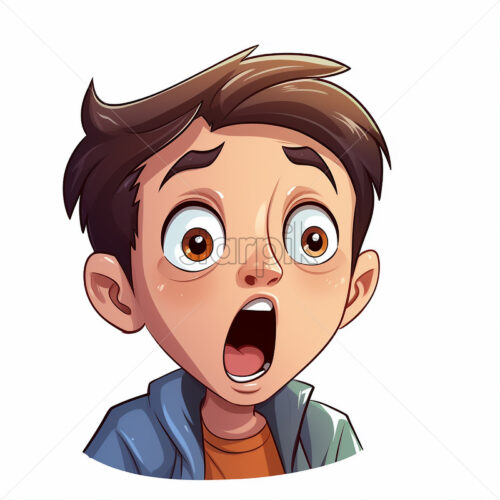 Generative AI portrait of a boy who is amazed on a white background - Starpik Stock