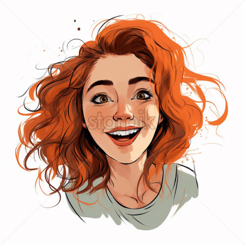 Generative AI portrait of a girl who is happy on a white background - Starpik Stock
