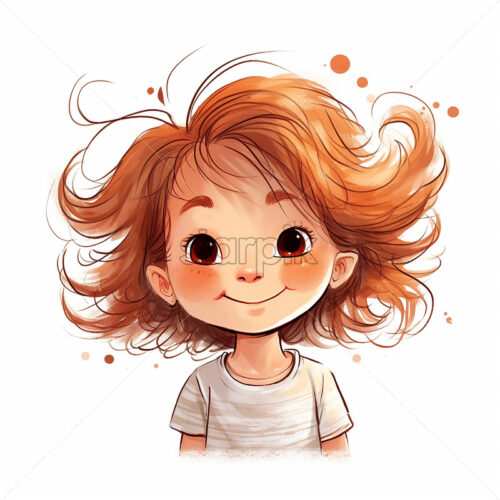 Generative AI portrait of a little girl who is happy on a white background - Starpik Stock