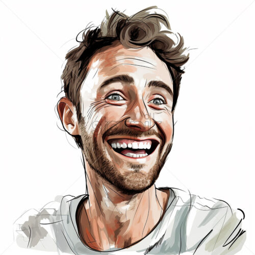 Generative AI portrait of a man who is happy on a white background - Starpik Stock