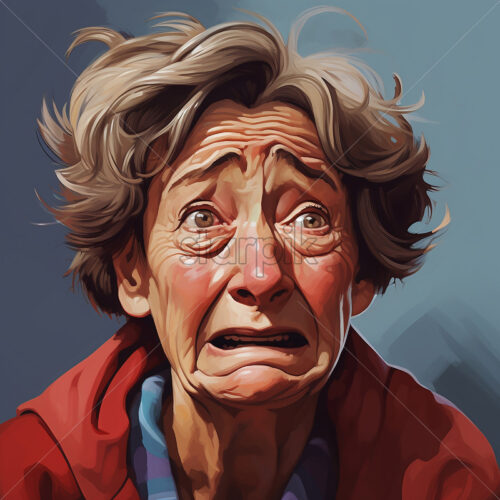 Generative AI the portrait of a 60-year-old adult woman who is crying - Starpik Stock