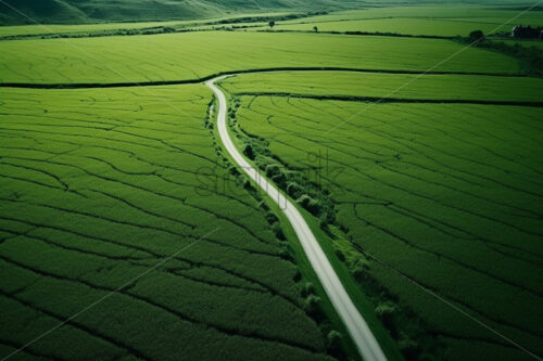 Green agricultural lands seen from the height of the bird’s flight - Starpik Stock