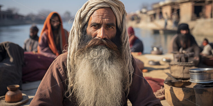Indian Fisherman on the Ganges River - Starpik Stock