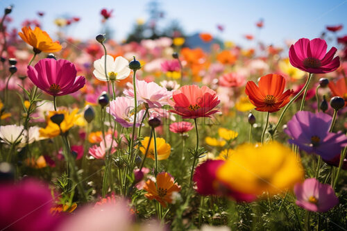 Lots of flowers of various vibrant colors on a meadow - Starpik Stock