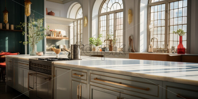 Luxury kitchen art deco style interior design - Starpik Stock