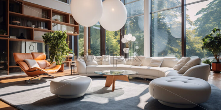 Modern living room comfy furniture spacious - Starpik Stock