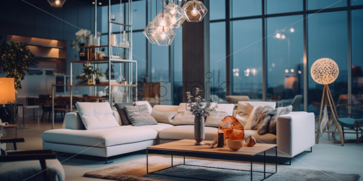 Modern living room comfy furniture spacious - Starpik Stock