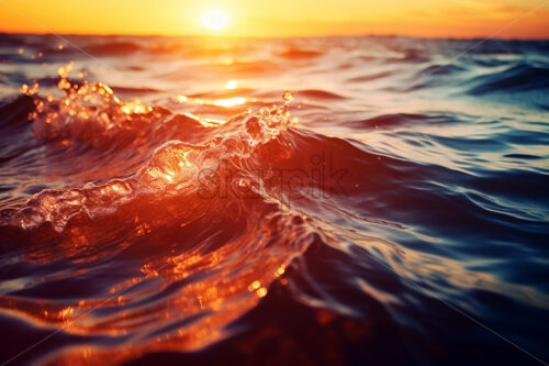 Moving ocean waves, close-up shot - Starpik Stock