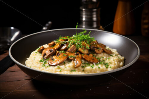 Mushroom risotto on a plate - Starpik Stock