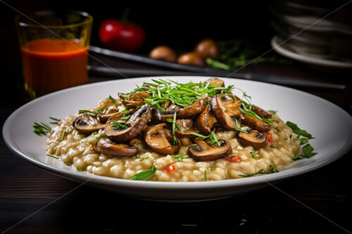 Mushroom risotto on a plate - Starpik Stock