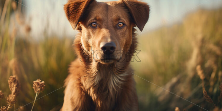 Portrait of a dog in the grass - Starpik Stock