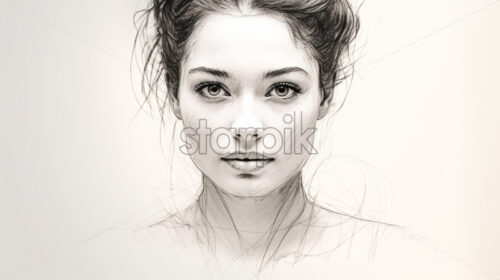 Portrait of a girl created in pencil, with lines - Starpik Stock