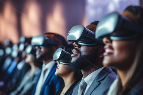 Premium Stock Illustration – Group of people at a conference in VR glasses business themes, virtual reality - Starpik Stock