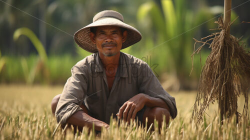 Rice Farmer in Bali - Starpik Stock