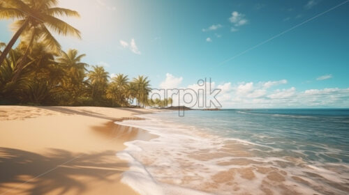 Sea, beach and many palm trees - Starpik Stock