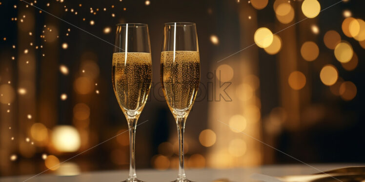 Two glasses of champagne on a festive background - Starpik Stock