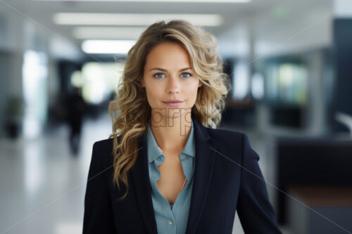 Woman in the office portrait, wearing a costumes and glasses, with a laptop - Starpik