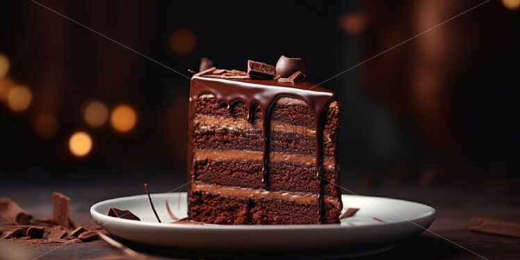 A slice of delicious chocolate cake - Starpik Stock