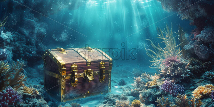A treasure chest at the bottom of the sea - Starpik Stock