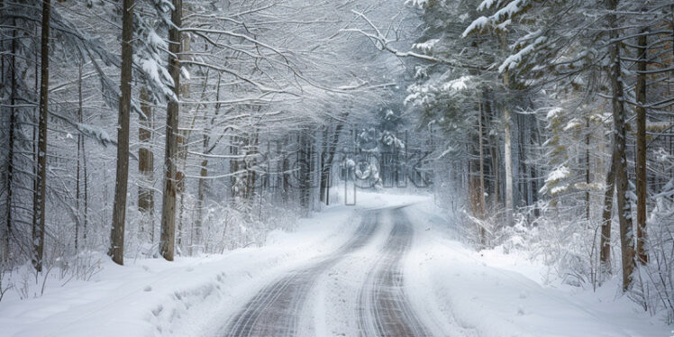 A winter road through the forest - Starpik Stock