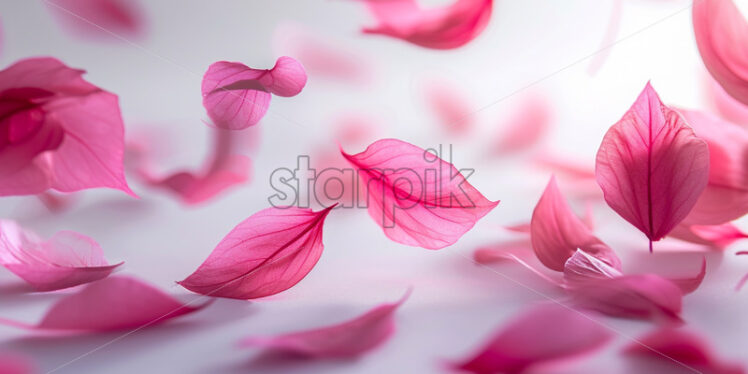 Falling fuchsia flower petals on a white background - Starpik Stock