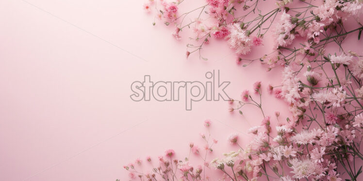 Light pink blank surface with wild flowers - Starpik Stock