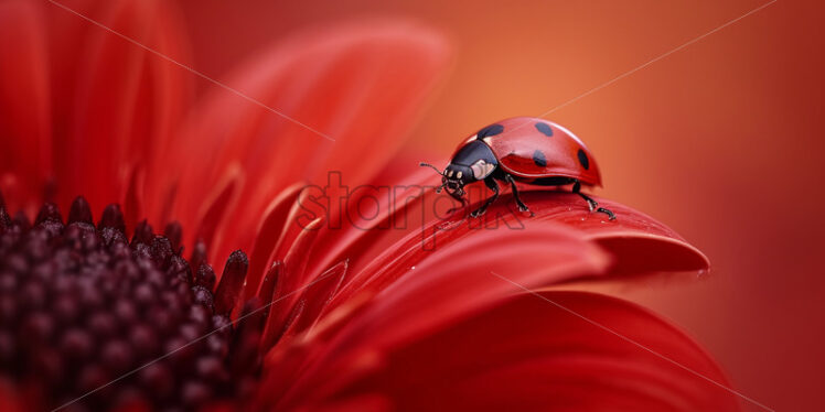 Macro photo of a ladybug on a red flower - Starpik Stock