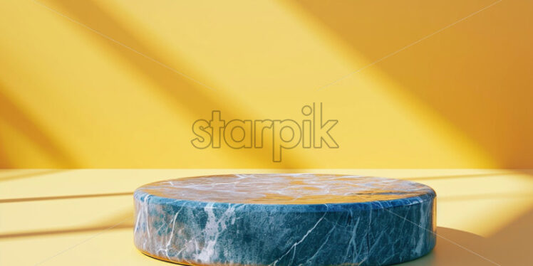 Marble podium with tropic leaves mock up background, product placement - Starpik Stock