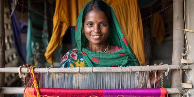 Saree weaver portrait - Starpik Stock