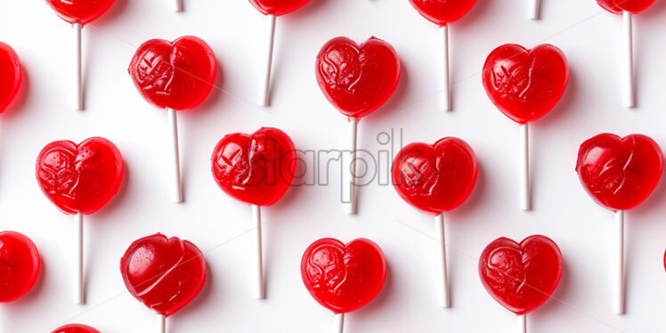 Valentine's Day postcard with red lollipops on white background - Starpik Stock
