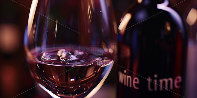 Wine time, a bottle and glass banner - Starpik Stock
