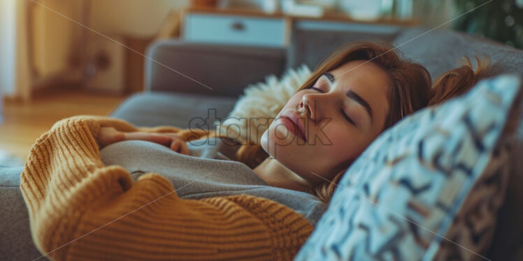 Woman relaxing at home on the couch - Starpik Stock