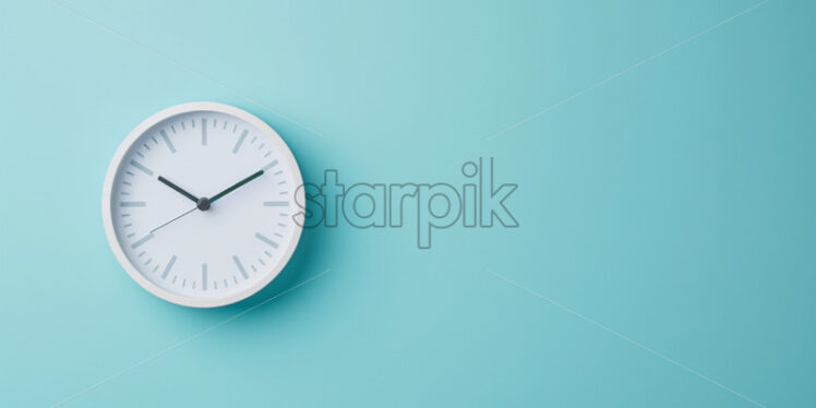 A white clock on a blue wall - Starpik Stock