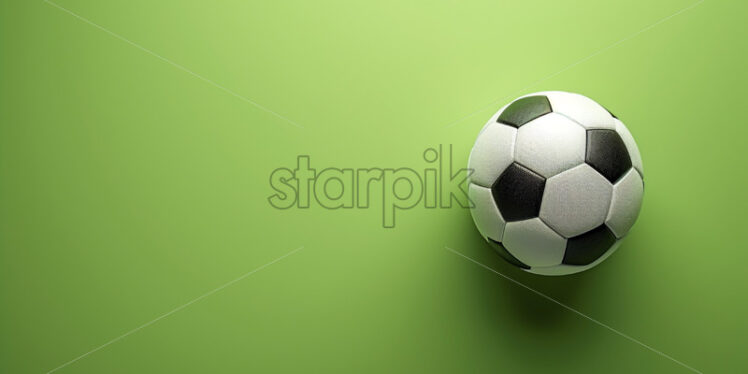 Minimalist composition with soccer ball on green background - Starpik Stock
