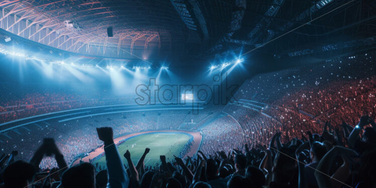 Stade full of people applauding, glowing lights - Starpik Stock