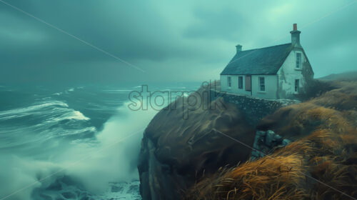 A lonely house on the shore of an ocean - Starpik Stock