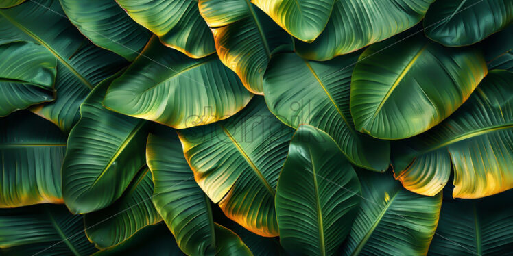 Green banana leaves as background - Starpik Stock