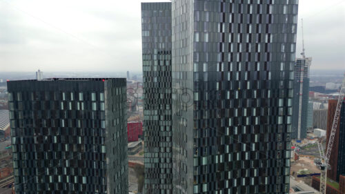 Aerial view of Deansgate Square East Tower, part of New Jackson in Manchester City Centre, England - Starpik Stock