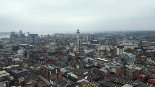 Aerial view of St Johns Beacon Viewing Gallery in the Liverpool city centre in England - Starpik Stock