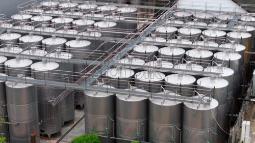 Aerial view of steel tanks from a wine factory - Starpik Stock
