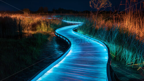 Bioluminescent Marsh Boardwalk - Starpik Stock